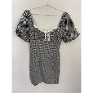 LUSH Gingham Bodycon Dress With Bow Detail Size Medium NWT